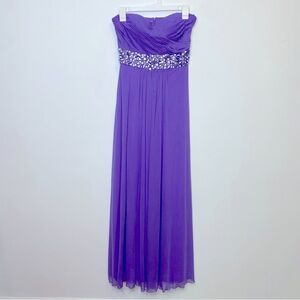 Lilac Purple Strapless Prom Dress with Beaded Waist